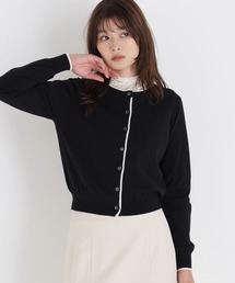 <EC限定カラー:ネイビー><ちょうど、いい服>“それどこの?”褒められ配色カーディガン