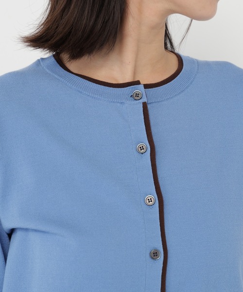 NATURAL BEAUTY BASIC(ナチュラルビューティーベーシック)の「<EC限定カラー:ネイビー><ちょうど、いい服>“それどこの?”褒められ配色カーディガン(カーディガン/ボレロ・レディース・ブラック/ネイビー/ボルドー/ブルー/グレー・FREE)」の14枚目の写真
