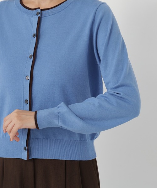 NATURAL BEAUTY BASIC(ナチュラルビューティーベーシック)の「<EC限定カラー:ネイビー><ちょうど、いい服>“それどこの?”褒められ配色カーディガン(カーディガン/ボレロ・レディース・ブラック/ネイビー/ボルドー/ブルー/グレー・FREE)」の15枚目の写真