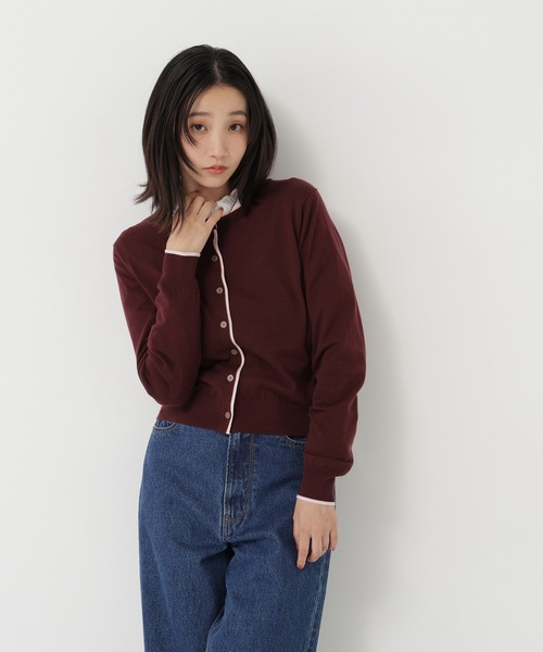 NATURAL BEAUTY BASIC(ナチュラルビューティーベーシック)の「<EC限定カラー:ネイビー><ちょうど、いい服>“それどこの?”褒められ配色カーディガン(カーディガン/ボレロ・レディース・ブラック/ネイビー/ボルドー/ブルー/グレー・FREE)」の8枚目の写真