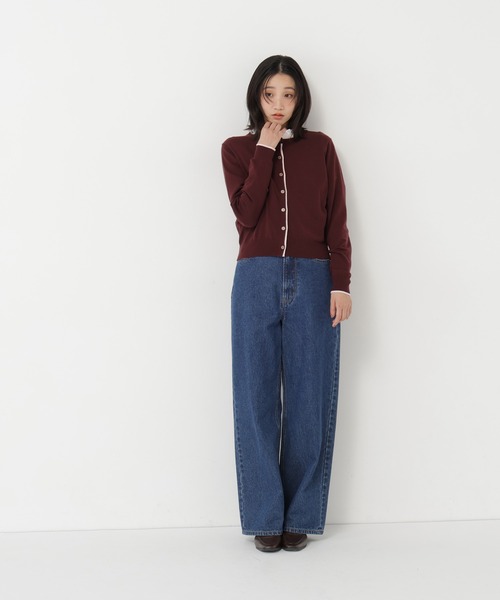 NATURAL BEAUTY BASIC(ナチュラルビューティーベーシック)の「<EC限定カラー:ネイビー><ちょうど、いい服>“それどこの?”褒められ配色カーディガン(カーディガン/ボレロ・レディース・ブラック/ネイビー/ボルドー/ブルー/グレー・FREE)」の11枚目の写真