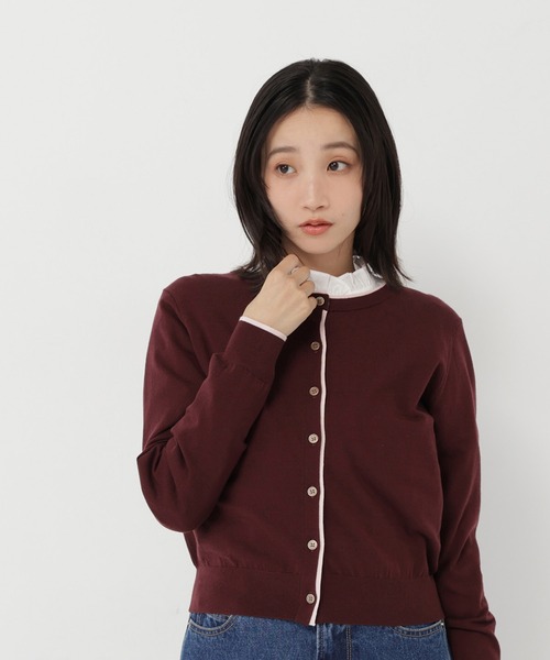 NATURAL BEAUTY BASIC(ナチュラルビューティーベーシック)の「<EC限定カラー:ネイビー><ちょうど、いい服>“それどこの?”褒められ配色カーディガン(カーディガン/ボレロ・レディース・ブラック/ネイビー/ボルドー/ブルー/グレー・FREE)」の12枚目の写真