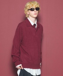 《UNISEX》スーパー140エクストラファインメリノウールプライムオーバーニットポロシャツ/Super140 Extra Fine Merino Wool Prime-Over Knit Polo Shirt【MAISON SPECIAL/メゾンスペシャル】