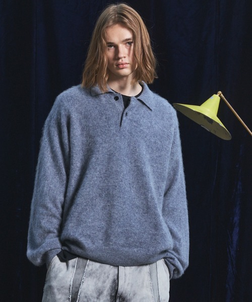 MAISON SPECIAL（メゾンスペシャル）の「《UNISEX》スーパー140エクストラファインメリノウールプライムオーバーニットポロシャツ/Super140 Extra Fine Merino Wool Prime-Over Knit Polo Shirt【MAISON SPECIAL/メゾンスペシャル】（ニット/セーター・メンズ・バーガンディー/パープル/グレー/ブラック・0/1/2）」の3枚目の写真
