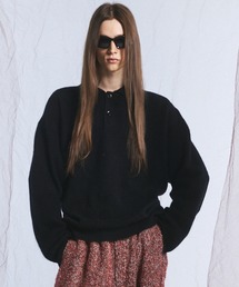 《UNISEX》スーパー140エクストラファインメリノウールプライムオーバーニットポロシャツ/Super140 Extra Fine Merino Wool Prime-Over Knit Polo Shirt【MAISON SPECIAL/メゾンスペシャル】