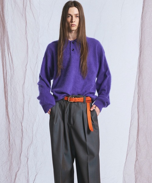 MAISON SPECIAL（メゾンスペシャル）の「《UNISEX》スーパー140エクストラファインメリノウールプライムオーバーニットポロシャツ/Super140 Extra Fine Merino Wool Prime-Over Knit Polo Shirt【MAISON SPECIAL/メゾンスペシャル】（ニット/セーター・メンズ・バーガンディー/パープル/グレー/ブラック・0/1/2）」の10枚目の写真
