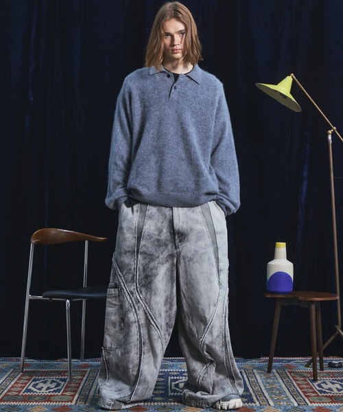 MAISON SPECIAL（メゾンスペシャル）の「《UNISEX》スーパー140エクストラファインメリノウールプライムオーバーニットポロシャツ/Super140 Extra Fine Merino Wool Prime-Over Knit Polo Shirt【MAISON SPECIAL/メゾンスペシャル】（ニット/セーター・メンズ・バーガンディー/パープル/グレー/ブラック・0/1/2）」の7枚目の写真