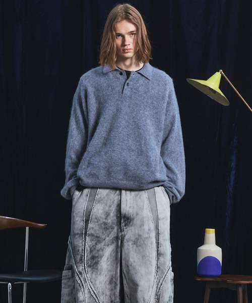 MAISON SPECIAL（メゾンスペシャル）の「《UNISEX》スーパー140エクストラファインメリノウールプライムオーバーニットポロシャツ/Super140 Extra Fine Merino Wool Prime-Over Knit Polo Shirt【MAISON SPECIAL/メゾンスペシャル】（ニット/セーター・メンズ・バーガンディー/パープル/グレー/ブラック・0/1/2）」の14枚目の写真