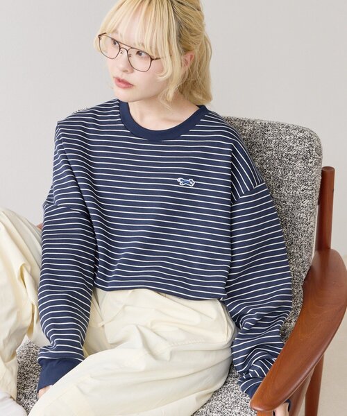 CIAOPANIC TYPY（チャオパニックティピー）の「【UNISEX】FOXボーダーロンTEE（Tシャツ/カットソー・メンズ・ホワイト/ボルドー/ネイビー・LARGE/MEDIUM）」の3枚目の写真