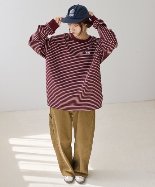 CIAOPANIC TYPY（チャオパニックティピー）の「【UNISEX】FOXボーダーロンTEE（Tシャツ/カットソー・メンズ・ホワイト/ボルドー/ネイビー・LARGE/MEDIUM）」の15枚目の写真