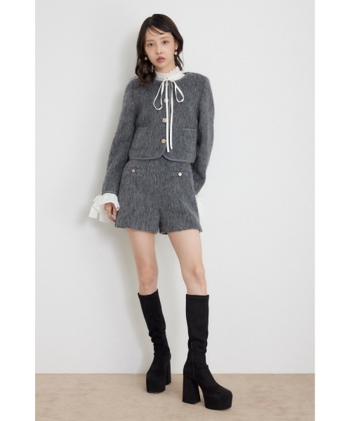 rienda(リエンダ)の「【AW先行アイテム】2WAYゴールドボタンジャケット 秋服 冬服(ノーカラージャケット・レディース・グレー/アイボリー/ベージュ・SMALL/MEDIUM)」の18枚目の写真