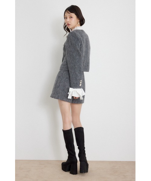 rienda(リエンダ)の「【AW先行アイテム】2WAYゴールドボタンジャケット 秋服 冬服(ノーカラージャケット・レディース・グレー/アイボリー/ベージュ・SMALL/MEDIUM)」の20枚目の写真