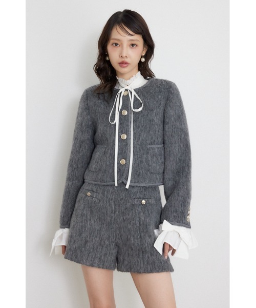 rienda(リエンダ)の「【AW先行アイテム】2WAYゴールドボタンジャケット 秋服 冬服(ノーカラージャケット・レディース・グレー/アイボリー/ベージュ・SMALL/MEDIUM)」の21枚目の写真