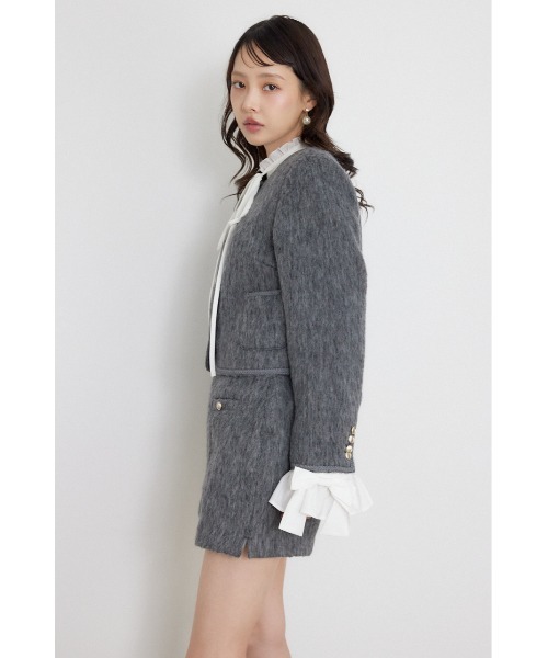 rienda(リエンダ)の「【AW先行アイテム】2WAYゴールドボタンジャケット 秋服 冬服(ノーカラージャケット・レディース・グレー/アイボリー/ベージュ・SMALL/MEDIUM)」の22枚目の写真