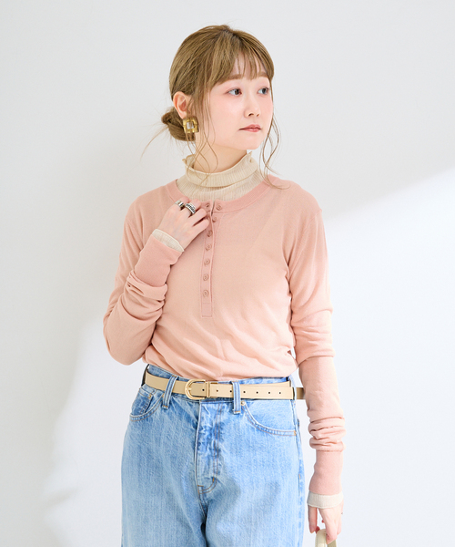 B.C STOCK(ベーセーストック)の「《2枚セット》手洗い可 / シアーニットタートルヘンリーSET(ニット/セーター・レディース・ブラック/ピンク/ブラウン・FREE)」の21枚目の写真