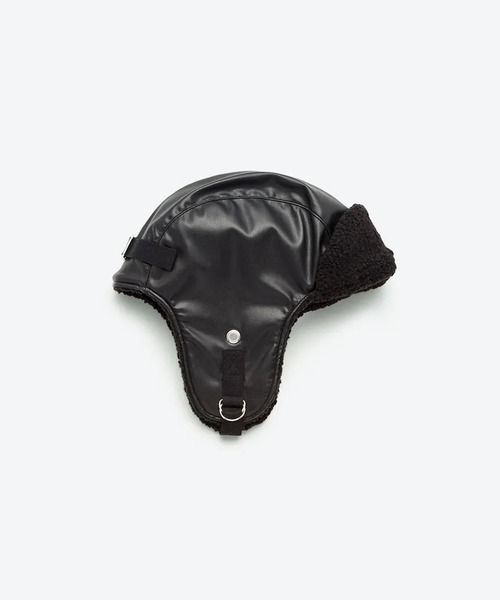 KIJIMA TAKAYUKI（キジマ　タカユキ）の「FAUX LEATHER & BOA AVIATOR CAP（キャップ・レディース・ブラック/キャメル・57cm/59cm/61cm）」の3枚目の写真