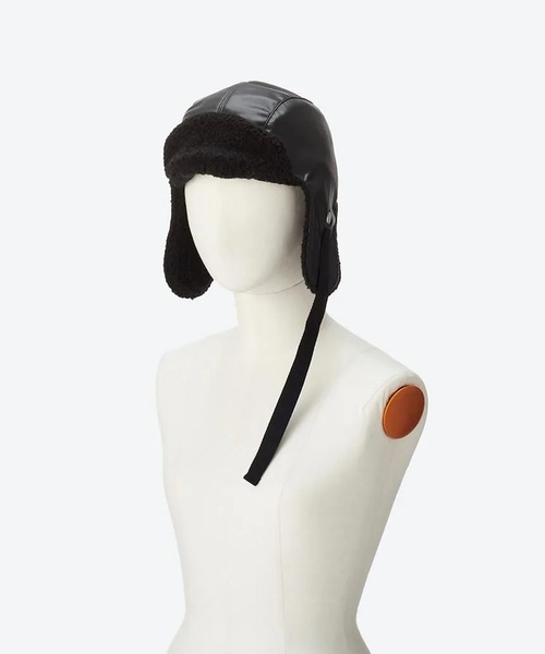 KIJIMA TAKAYUKI（キジマ　タカユキ）の「FAUX LEATHER & BOA AVIATOR CAP（キャップ・レディース・ブラック/キャメル・57cm/59cm/61cm）」の5枚目の写真