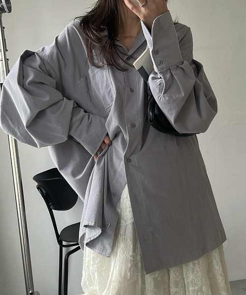 WILLFULLY(ウィルフリー)の「over size corduroy SH(シャツ/ブラウス・レディース・ブルー/アイボリー/ブラウン・FREE)」の4枚目の写真