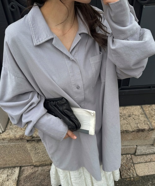 WILLFULLY(ウィルフリー)の「over size corduroy SH(シャツ/ブラウス・レディース・ブルー/アイボリー/ブラウン・FREE)」の6枚目の写真