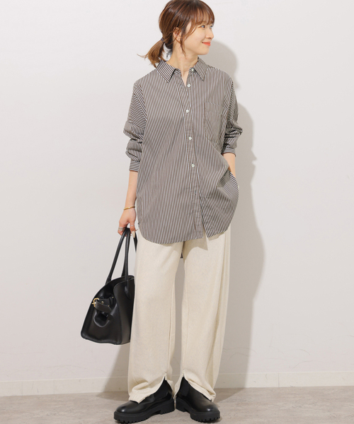 JOURNAL STANDARD relume（ジャーナルスタンダード　レリューム）の「《追加 / 新色》コンパクトコットンストライプビッグシャツ（シャツ/ブラウス・レディース・ブラウン/チョコ/ブルー・FREE）」の15枚目の写真