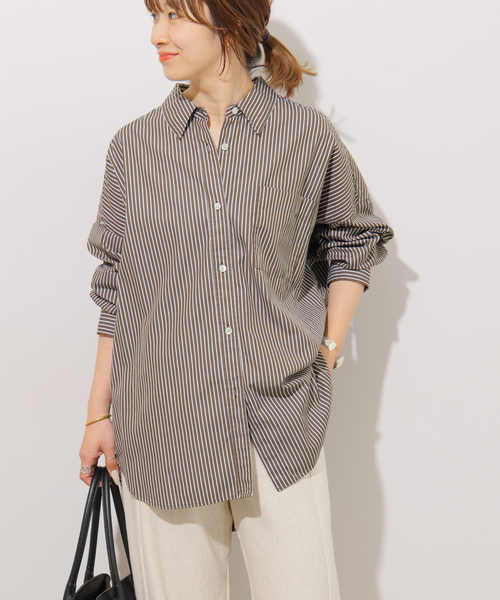 JOURNAL STANDARD relume（ジャーナルスタンダード　レリューム）の「《追加 / 新色》コンパクトコットンストライプビッグシャツ（シャツ/ブラウス・レディース・ブラウン/チョコ/ブルー・FREE）」の18枚目の写真