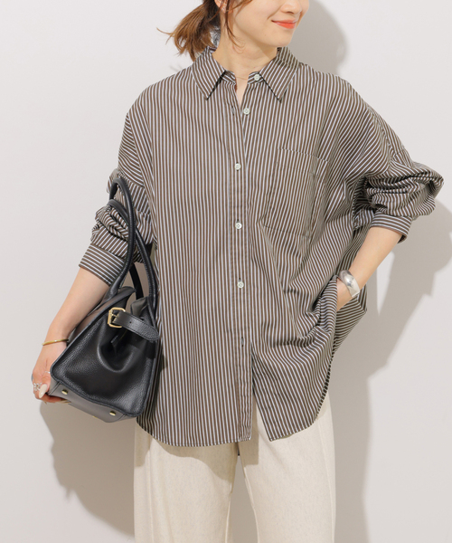 JOURNAL STANDARD relume（ジャーナルスタンダード　レリューム）の「《追加 / 新色》コンパクトコットンストライプビッグシャツ（シャツ/ブラウス・レディース・ブラウン/チョコ/ブルー・FREE）」の19枚目の写真