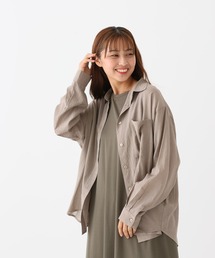 Vボイルゆるシアーシャツチュニック