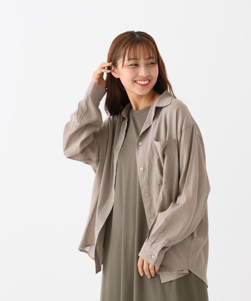 HEART MARKET(ハートマーケット)の「Vボイルゆるシアーシャツチュニック(シャツ/ブラウス・レディース・グレイッシュベージュ/レッド/モカ/ブラック・FREE)」の3枚目の写真