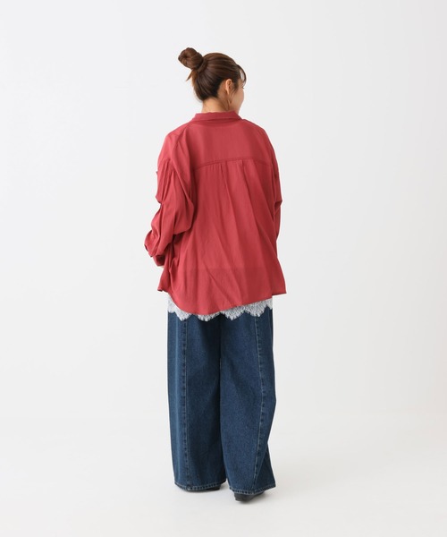HEART MARKET(ハートマーケット)の「Vボイルゆるシアーシャツチュニック(シャツ/ブラウス・レディース・グレイッシュベージュ/レッド/モカ/ブラック・FREE)」の7枚目の写真