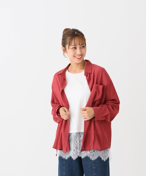 HEART MARKET(ハートマーケット)の「Vボイルゆるシアーシャツチュニック(シャツ/ブラウス・レディース・グレイッシュベージュ/レッド/モカ/ブラック・FREE)」の8枚目の写真