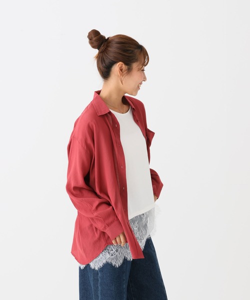 HEART MARKET(ハートマーケット)の「Vボイルゆるシアーシャツチュニック(シャツ/ブラウス・レディース・グレイッシュベージュ/レッド/モカ/ブラック・FREE)」の9枚目の写真