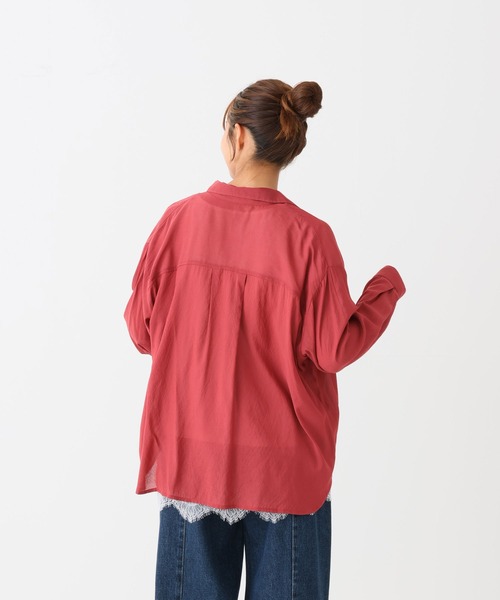 HEART MARKET(ハートマーケット)の「Vボイルゆるシアーシャツチュニック(シャツ/ブラウス・レディース・グレイッシュベージュ/レッド/モカ/ブラック・FREE)」の10枚目の写真