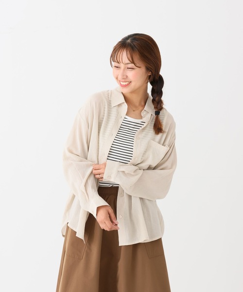 HEART MARKET(ハートマーケット)の「Vボイルゆるシアーシャツチュニック(シャツ/ブラウス・レディース・グレイッシュベージュ/レッド/モカ/ブラック・FREE)」の16枚目の写真