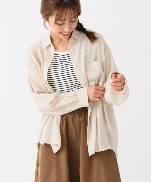 HEART MARKET(ハートマーケット)の「Vボイルゆるシアーシャツチュニック(シャツ/ブラウス・レディース・グレイッシュベージュ/レッド/モカ/ブラック・FREE)」の19枚目の写真