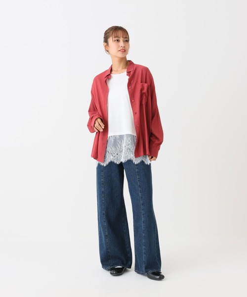 HEART MARKET(ハートマーケット)の「Vボイルゆるシアーシャツチュニック(シャツ/ブラウス・レディース・グレイッシュベージュ/レッド/モカ/ブラック・FREE)」の5枚目の写真