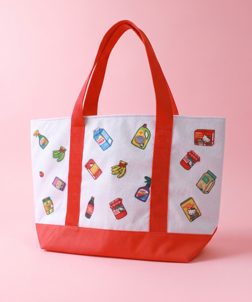 sanrio(サンリオ)の「〈SANRIO/サンリオ〉ハローキティ スーパーマーケット 麻風保冷トートショッピングバッグ KCTSJ1(トートバッグ・レディース・ホワイト×レッド・ONE SIZE)」の4枚目の写真