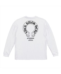 NOBOUND(ノーバウンド) 長袖Tシャツ ホースシュー オールドイングリッシュロゴ ワンポイント プリント バックプリント ビッグシルエット ロングTシャツ ロンT カットソー トップス ストリート メンズ レディース ユニセックス