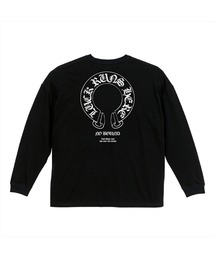 NOBOUND（ノーバウンド）の「NOBOUND(ノーバウンド) 長袖Tシャツ ホースシュー オールドイングリッシュロゴ ワンポイント プリント バックプリント ビッグシルエット ロングTシャツ ロンT カットソー トップス ストリート メンズ レディース ユニセックス（Tシャツ/カットソー）」