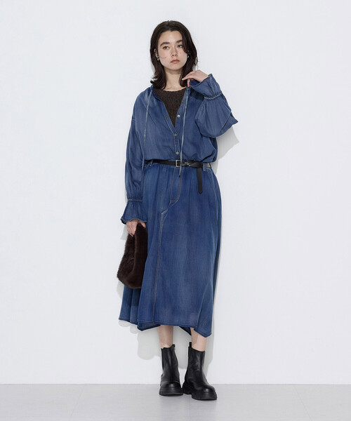 K.T KIYOKO TAKASE(キヨコタカセ)の「2.2オンスシフォンデニム シャツ(シャツ/ブラウス・レディース・ブルー/ブラック/サックスブルー・11号/9号/7号)」の10枚目の写真