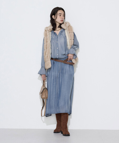 K.T KIYOKO TAKASE(キヨコタカセ)の「2.2オンスシフォンデニム シャツ(シャツ/ブラウス・レディース・ブルー/ブラック/サックスブルー・11号/9号/7号)」の13枚目の写真