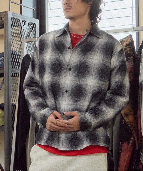 TOWNCRAFT(タウンクラフト)の「TOWNCRAFT/タウンクラフト RPINTED COTTON NEL CHECK SHIRT プリントネル オンブレチェック ネルシャツ ボックスシルエット メンズ カジュアル アメカジ 2026年秋冬 秋服(シャツ/ブラウス・メンズ・ホワイト/グレー/パープル・M/L/XL)」の16枚目の写真