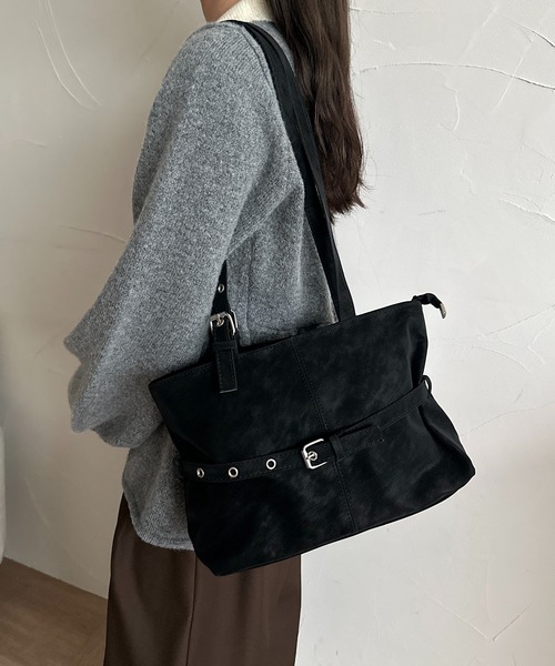 apres jour clair(アプレジュールクレア)の「【apres jour clair】ベルトデザインバッグ(トートバッグ・レディース・ブラック/ベージュ/ブラウン系その他・FREE)」の1枚目の写真