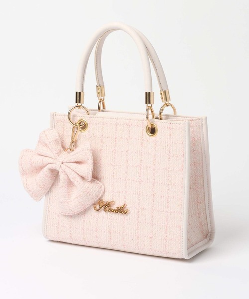 Heather(ヘザー)の「ツイードスクエアBAG 1080459(ハンドバッグ・レディース・ブラック系/ホワイト系/ピンク系・ONE SIZE)」の3枚目の写真