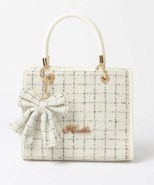 Heather(ヘザー)の「ツイードスクエアBAG 1080459(ハンドバッグ・レディース・ブラック系/ホワイト系/ピンク系・ONE SIZE)」の4枚目の写真