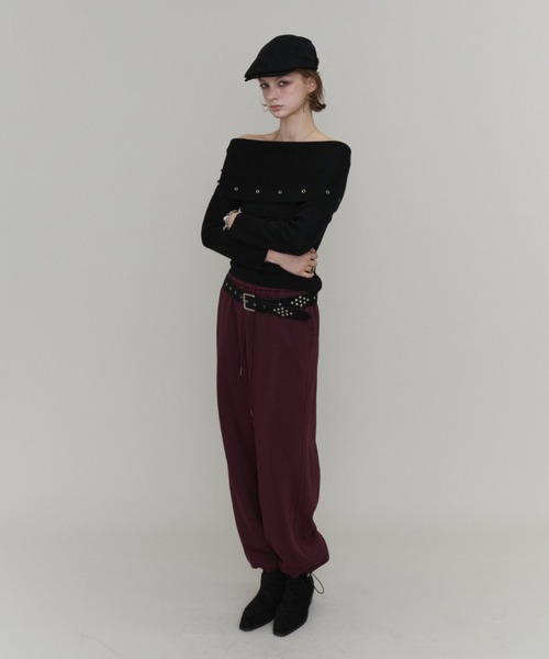 Rohwel(ローウェル)の「Off-Shoulder Eyelet Knit / オフショルダー アイレットニット(ニット/セーター・レディース・ライトグレー/チャコールグレー/ブラック・FREE)」の22枚目の写真