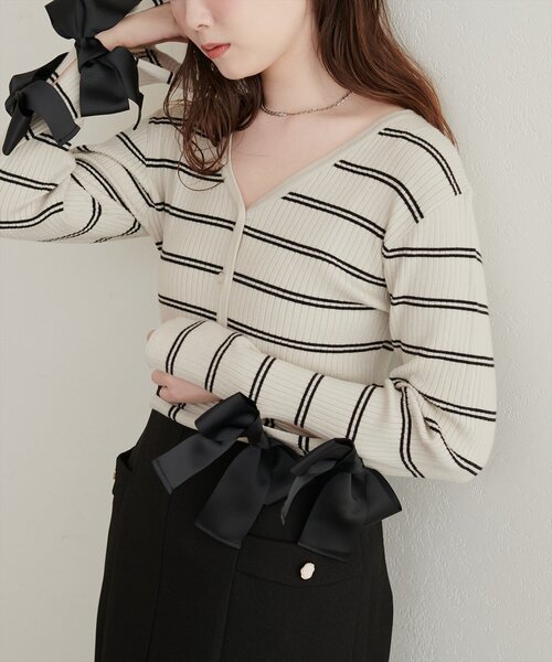 natural couture(ナチュラルクチュール)の「袖リボンマルチWAYニット(ニット/セーター・レディース・ネイビー/チャコールグレー/モカ/その他1・FREE)」の17枚目の写真