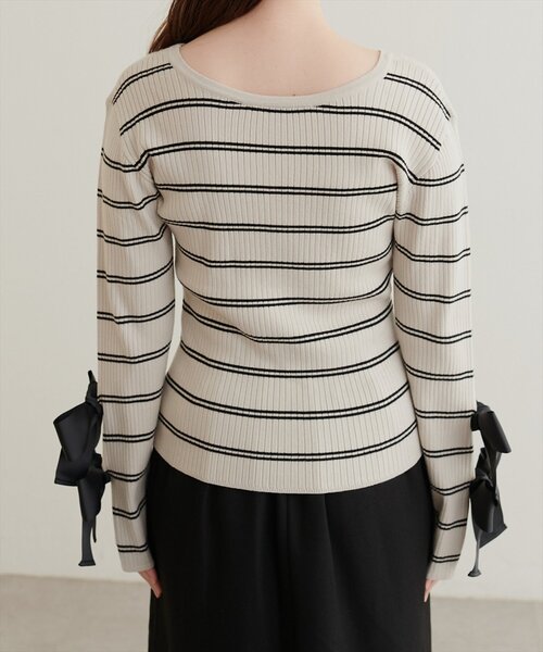 natural couture(ナチュラルクチュール)の「袖リボンマルチWAYニット(ニット/セーター・レディース・ネイビー/チャコールグレー/モカ/その他1・FREE)」の6枚目の写真