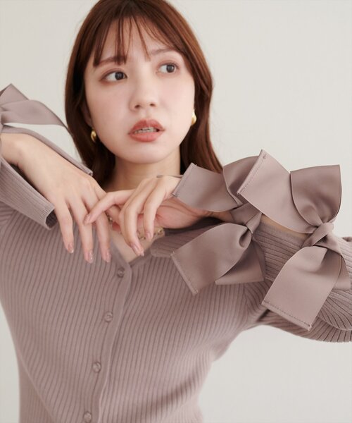 natural couture(ナチュラルクチュール)の「袖リボンマルチWAYニット(ニット/セーター・レディース・ネイビー/チャコールグレー/モカ/その他1・FREE)」の21枚目の写真