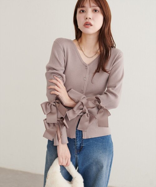 natural couture(ナチュラルクチュール)の「袖リボンマルチWAYニット(ニット/セーター・レディース・ネイビー/チャコールグレー/モカ/その他1・FREE)」の20枚目の写真