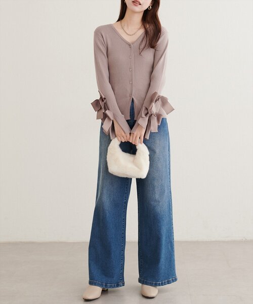 natural couture(ナチュラルクチュール)の「袖リボンマルチWAYニット(ニット/セーター・レディース・ネイビー/チャコールグレー/モカ/その他1・FREE)」の19枚目の写真
